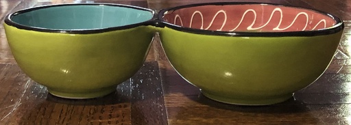 Double Dip Serving Bowls / Relish Dish / Condiment Server